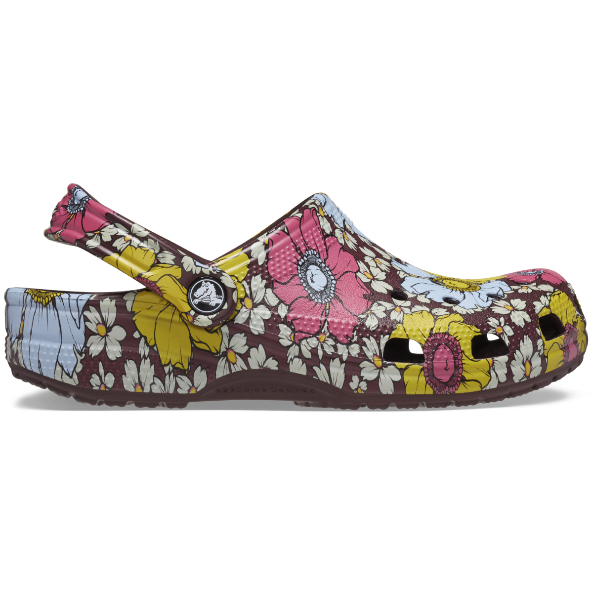 Classic Retro Floral Clog Dark Cherry Multi Crocs Clog