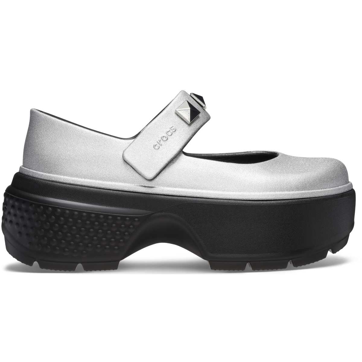 Stomp Metallic Mary Jane Silver Crocs Clog