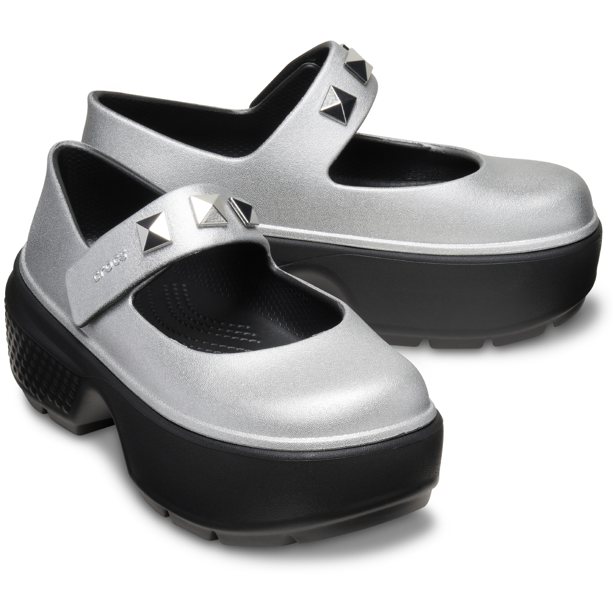 Stomp Metallic Mary Jane Silver Crocs Clog