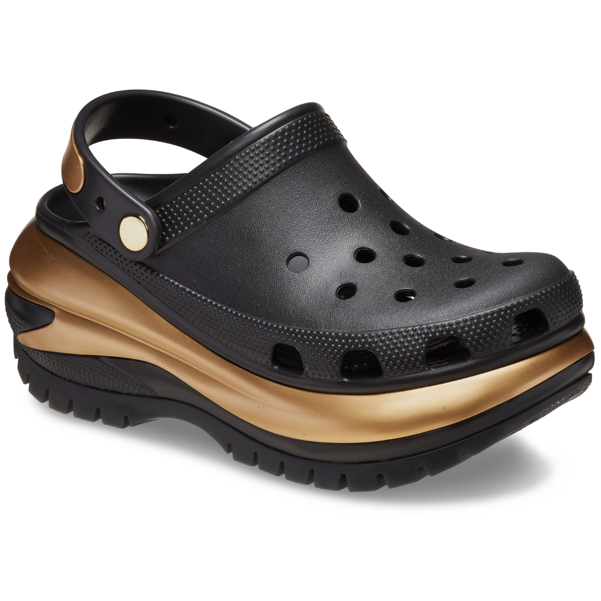 Crocs platform metallic top