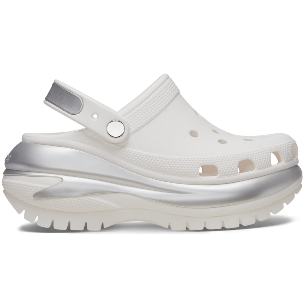 Mega Crush Metallic Clog White Silver Crocs Clog