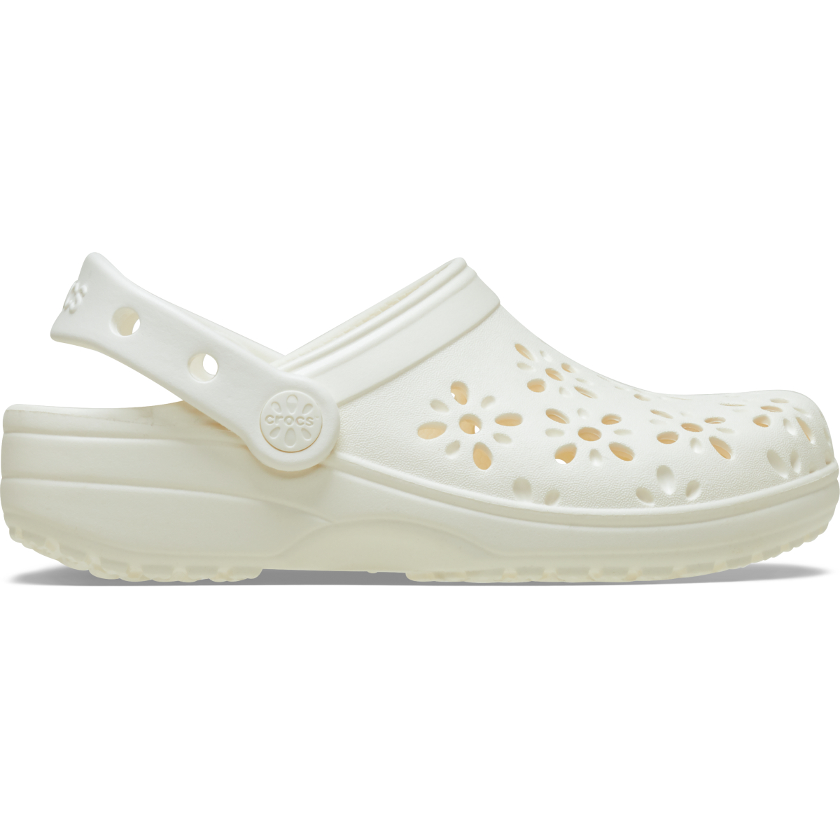 Classic Floral Cut Out Clog - Chalk